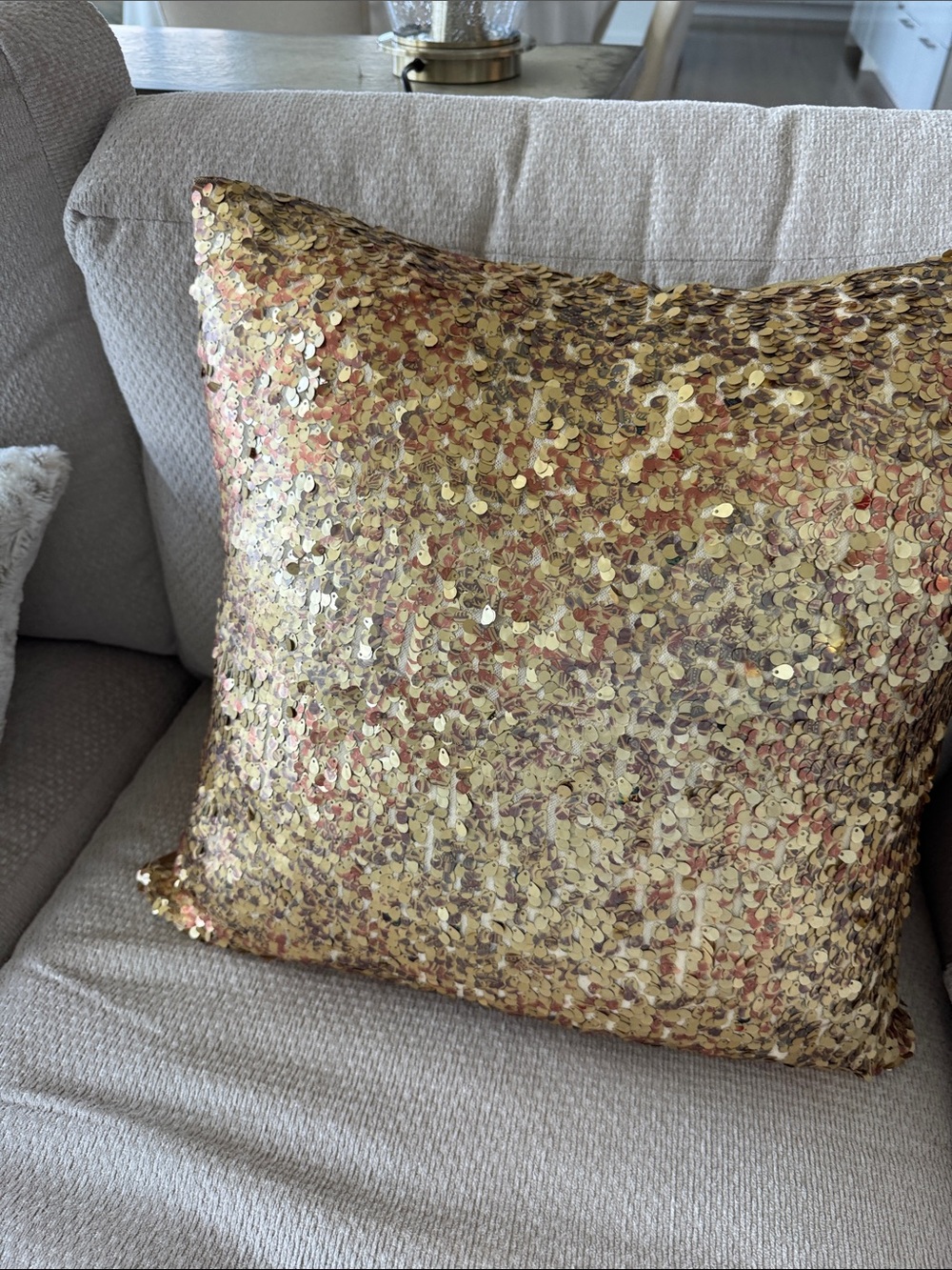 Gold Sequin Throw Pillow